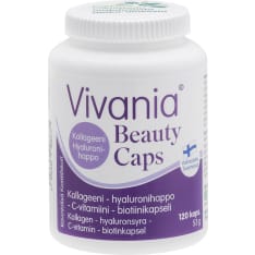 Vivania Beauty Caps Kollageeni – hyaluronihappo - C-vitamiini - biotiinikapseli 120 kaps ravintolisä
