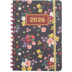 Finnish Time A5 Art Deco black flower 2026 weekly calendar