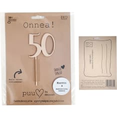 Puusydän Numero 50 kakkukoriste