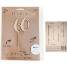 Puusydän Numero 60 kakkukoriste