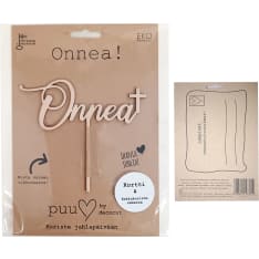 Puusydän Onnea risti kakkukoriste