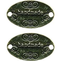 Handmade plate, 32x18mm, 4st/bag