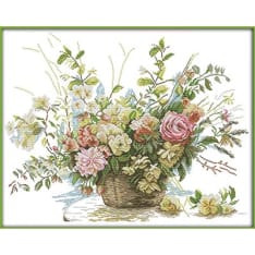 Farnia Roses in a basket cross stitch kit