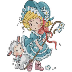 Farnia Girl and lamb cross stitch kit