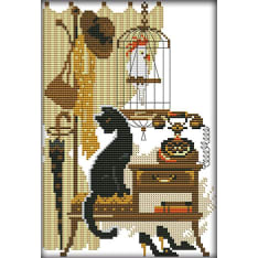 Farnia Black cat 19x29cm cross stitch kit