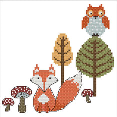 Farnia Fox and owl 24x24cm cross stitch kit