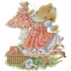 Farnia Mouse lady mushrooming 20x23cm cross stitch kit