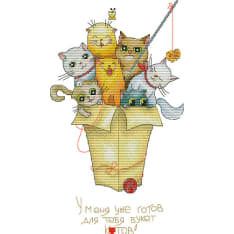 Farnia Cats in a box 25x42cm cross stitch kit
