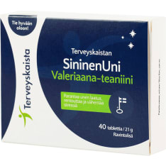 Terveyskaista SininenUni Valeriaana-Teaniini 40 tabl. ravintolisä