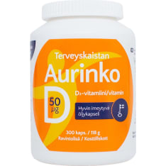 Terveyskaista Aurinko D 50 µg 300 kaps. ravintolisä