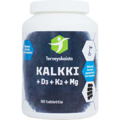Terveyskaista Kalkki+D3+K2+MG 90 tabl. ravintolisä