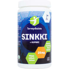 Terveyskaista Pitkävaikutteinen Sinkki+Kupari 120 tabl ravintolisä