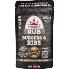 Poppamies Rub Burgers & Ribs spice mix 200g