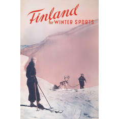 Come to Finland Wintersports - In Pink postcard