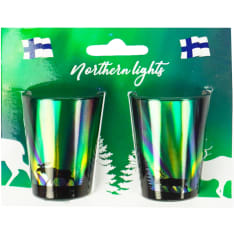 Happy Traveler Aurora Borealis 2 kpl vihreä snapsilasi