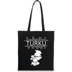 Happy Orange Turku Kotiseutu black canvas bag