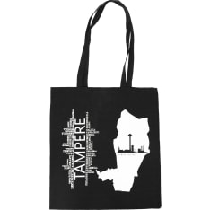 Happy Orange Tampere Kotiseutu black canvas bag