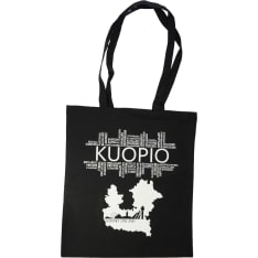 Happy Orange Kuopio Kotiseutu black canvas bag