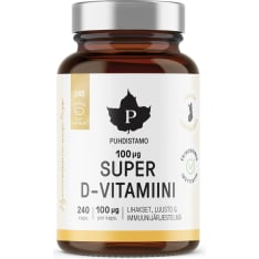 Puhdistamo Super D-vitamiini 100 µg 240 kaps. ravintolisä