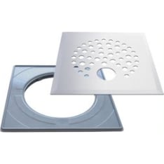 PP-Tuote Pallo standard installation frame and RST floor drain cover with pipe hole