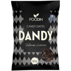 Foodin Dandy Candy dates Salmiak Liquorice 90g karkkitaatelit