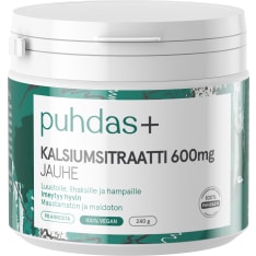 Puhdas+ Kalsiumsitraatti 600 mg 240 g ravintolisä