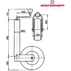 Winterhoff 4066 400kg nokkapyörä jarrullisiin perävaunuihin
