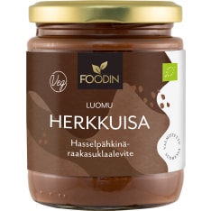 Foodin Herkkuisa Luomu 250 g hasselpähkinä raakasuklaalevite