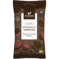 Foodin Luomu 50g raakasuklaavadelma