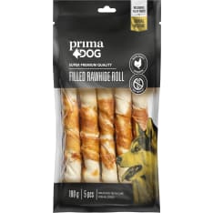 Prima Dog Filled Rawhide Roll With Chicken 18 cm 5 kpl pururulla