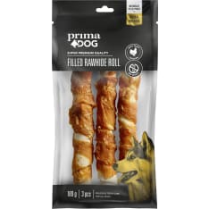 PrimaDog Filled Rawhide Roll With Chicken 18 cm 3 kpl pururulla