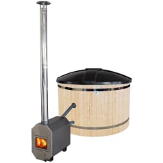 Pw-Spa Classic Tee-Se-Itse 30 kW with fireplace wood-aluminium/granite hot tub