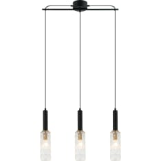 Sessak Kylo 3-piece matt black / brass pendant lamp