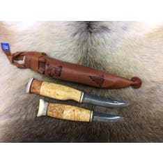 Wood Jewel Double knife with horn cap