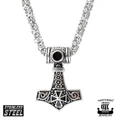 Northern Viking Jewelry Tribe Cross Thor's Pendant with King's Chain