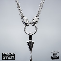 Northern Viking Jewelry King chain with wolf heads + Viking Spear pendant