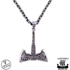 Northern Viking Jewelry Helm Of Awe / Valknut Axe riipus