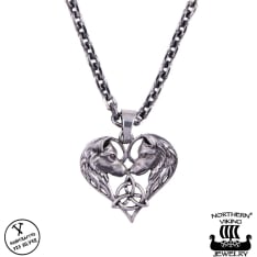 Northern Viking Jewelry Heart Wolf riipus