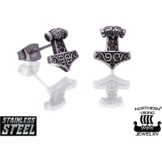 Northern Viking Jewelry Raven Thor's Hammer korvakorut