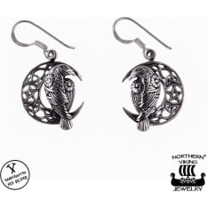 Northern Viking Jewelry Moon Raven And Star korvakorut