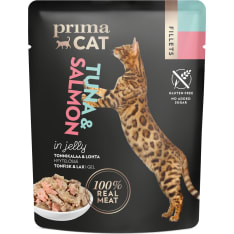 PrimaCat Fillets Tonnikalaa ja lohta hyytelössä 50 g