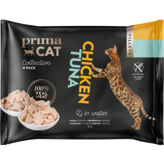 PrimaCat Fillets 4 x 50 g Kanaa vedessä & Tonnikalaa vedessä kissan täydennysravinto