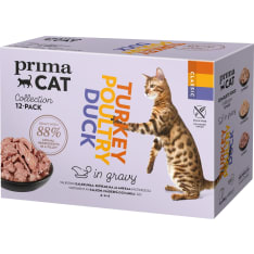 PrimaCat Classic 12 x 85 g siipikarja-mix kastikelajitelma kissan märkäruoka
