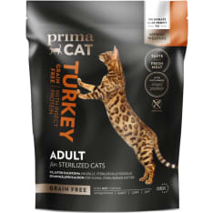 PrimaCat Viljaton Kalkkuna hyönteisproteiinilla 1,4 kg steriloiduille aikuisille kissoille täysravinto