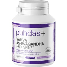 Puhdas+ Vahva Ashwaganda+BioPerine 60 kaps. ravintolisä