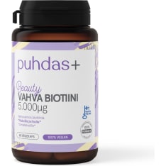 Puhdas+ Vahva Biotiini 5.000 µg, 60 vegekaps ravintolisä