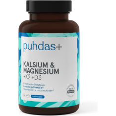 Puhdas+ Kalsium & Magnesium +K2+D3 90 kaps ravintolisä