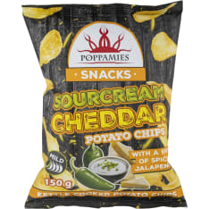 Poppamies Snacks Sourcream Cheddar Potato Chips 150g perunalastut