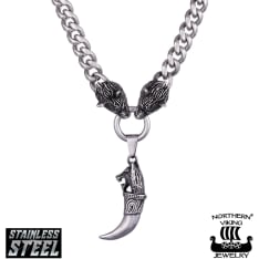 Northern Viking Jewelry With wolf heads + Fenrir Wolf Head armor chain