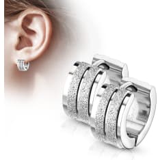 SJ Sandblasted Grooved Line Steel earrings